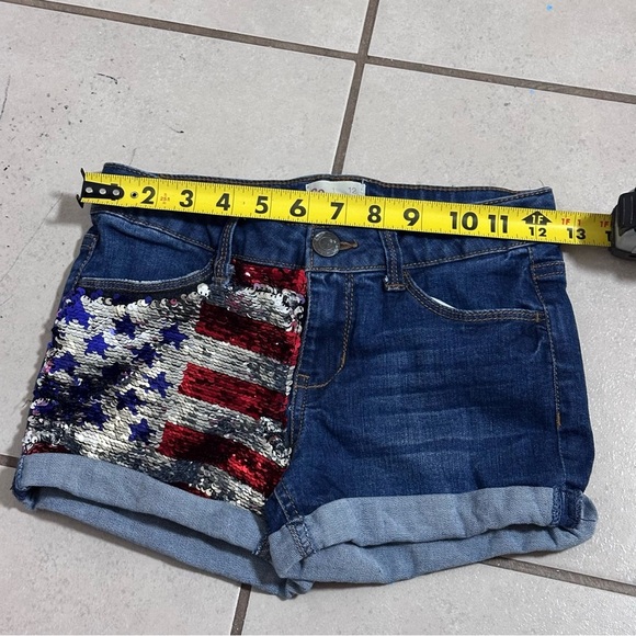 SO Girls Kids Sequin American Flag Denim Blue Shorts size 12. - Picture 7 of 8